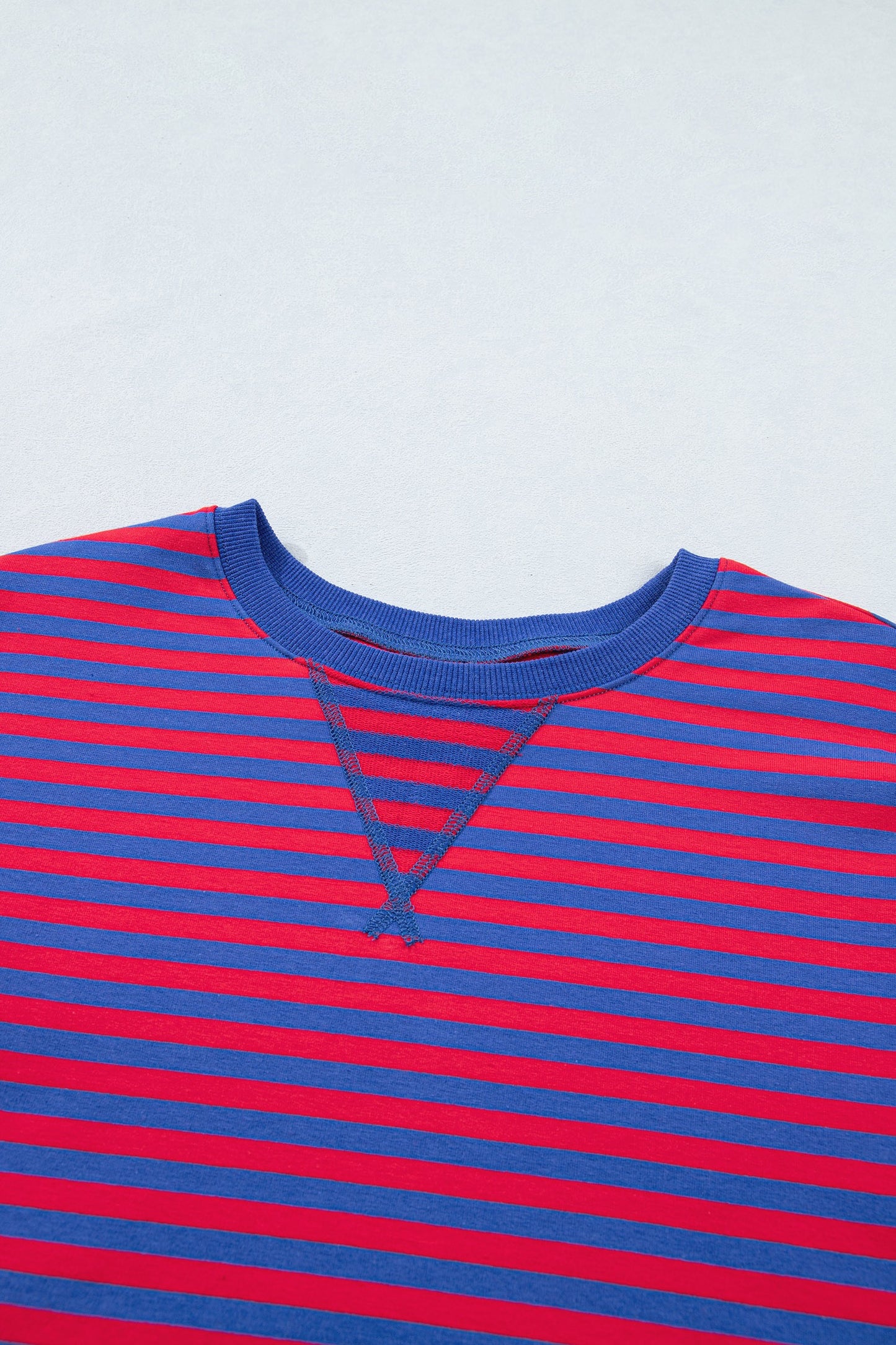 Navy Stripe Striped Ribbed Cotton Two- Piece Short Set
