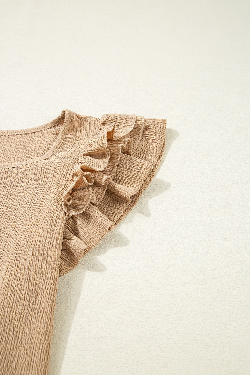 Ruffled Sleeve Textured Top
