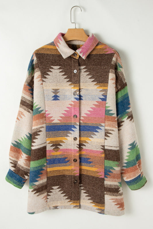 Aztec Print Button Up Shacket