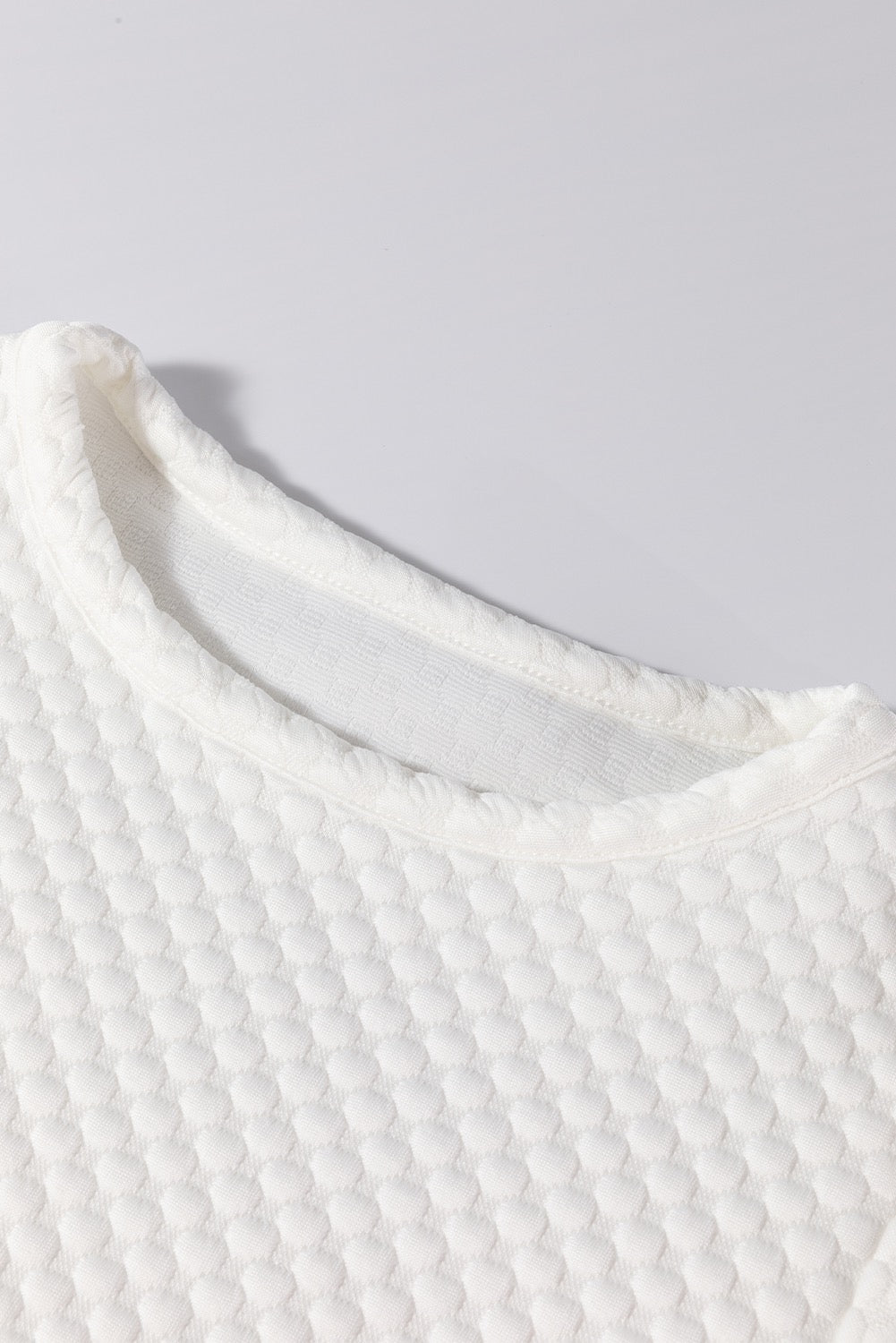 White Textured Top with Puff Sleeves