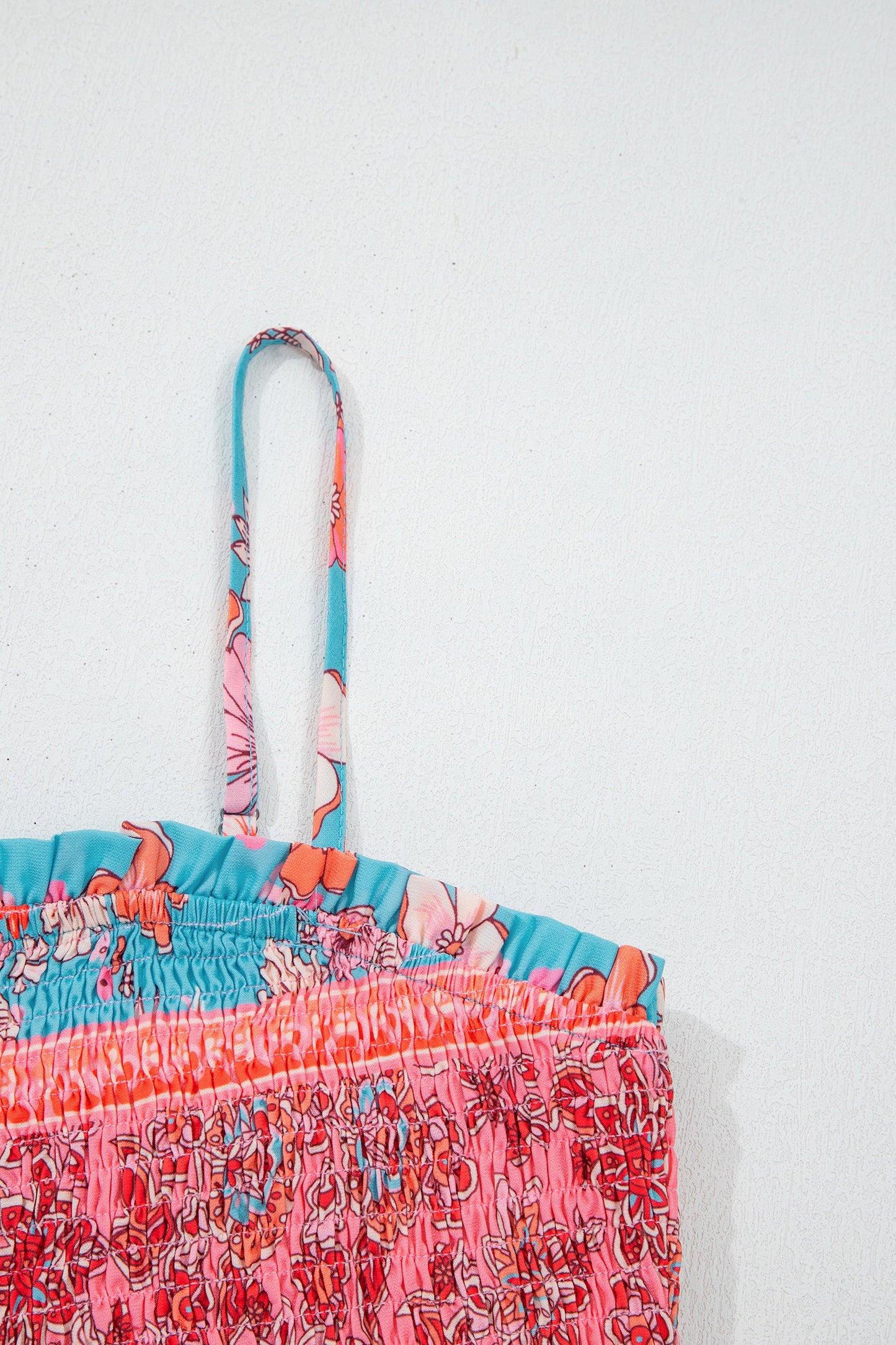 Blue Boho Print Spaghetti Straps Maxi Dress