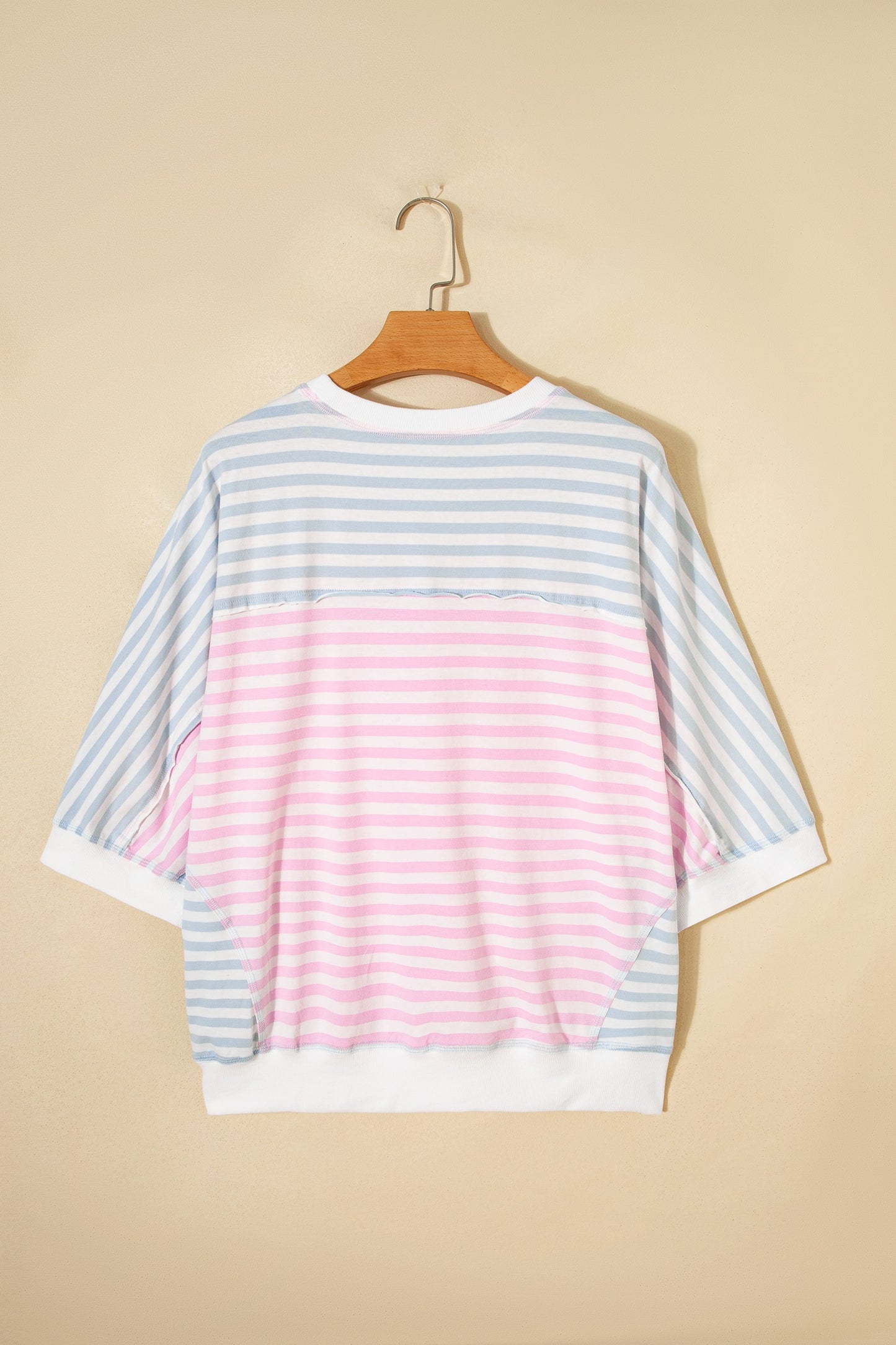 Casual Stripe Oversize Dolman Sleeve Patchwork
