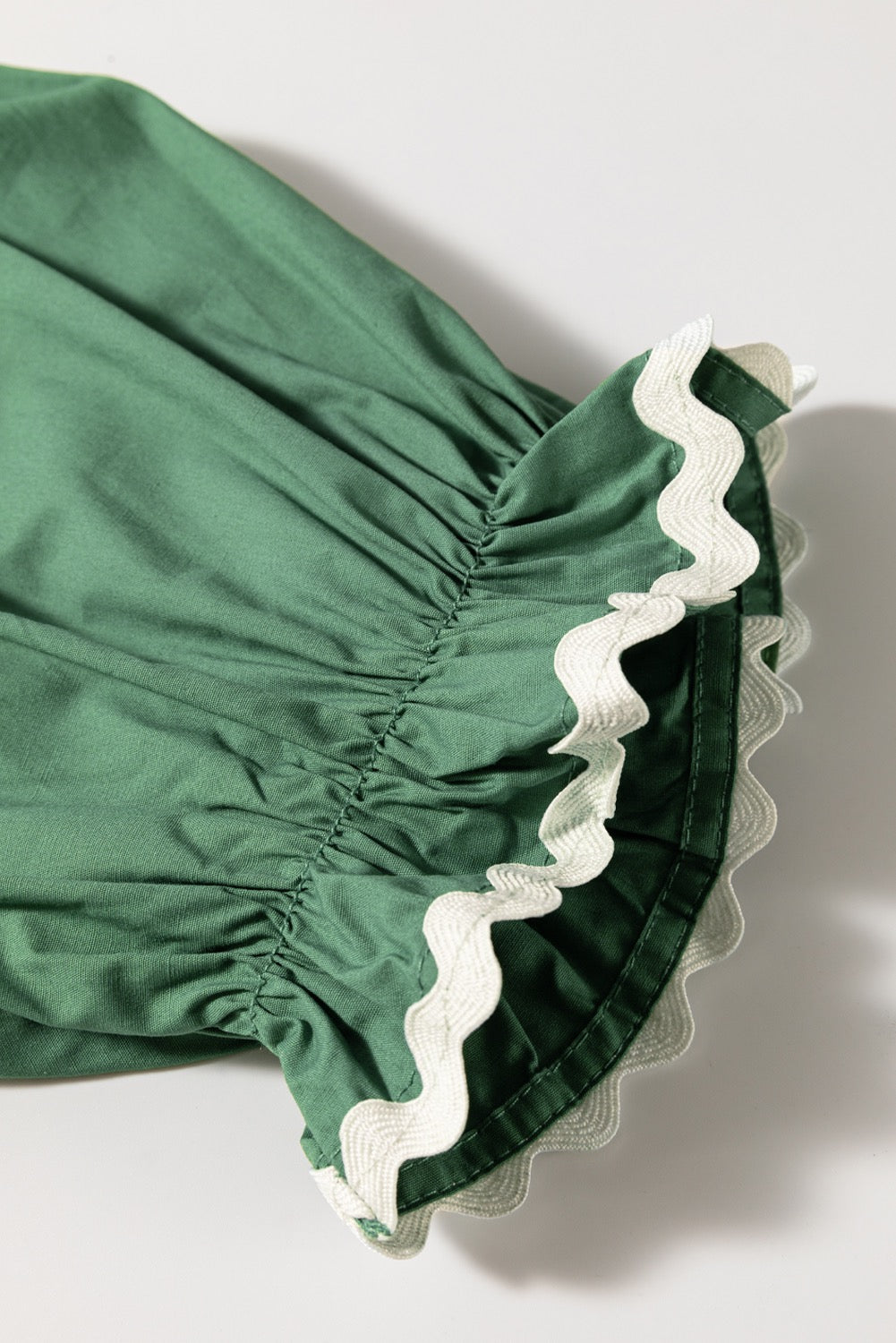 Green Ric Rac Trim Short Sleeve Blouse
