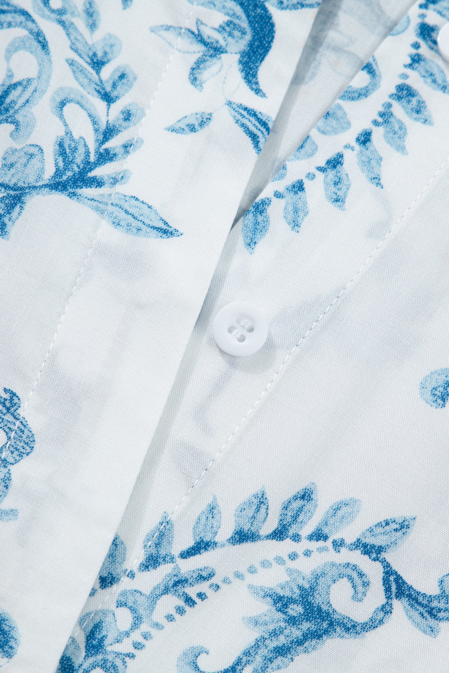 Sky Blue Plus Size Geometric Floral Print Button Split Neck Short Sleeve Maxi Dress (ships mid April)
