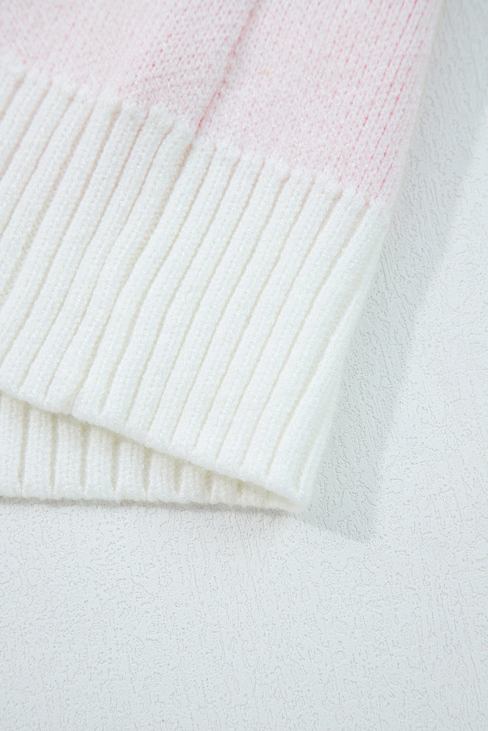 Pink Oversized Star Pattern Ribbed Edge Drop Shoulder Sweater