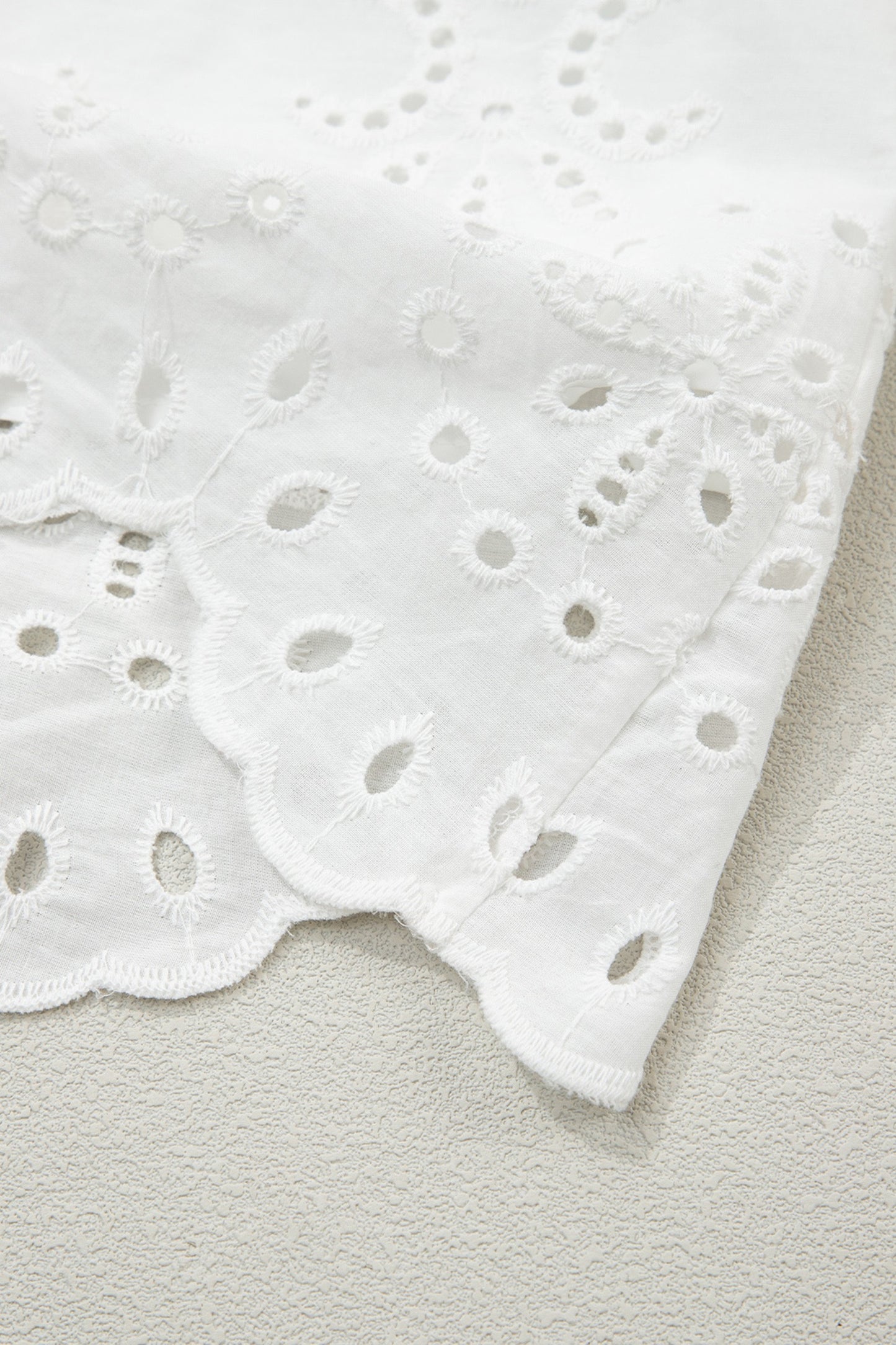 White Eyelet Embroidered Shirt Dress