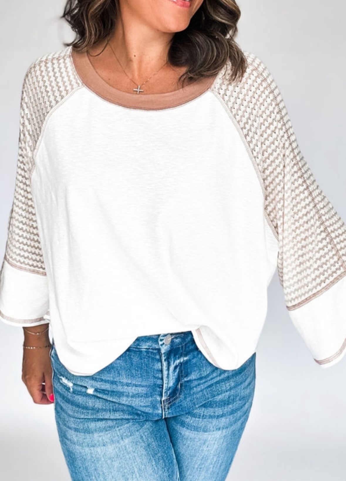 White Stripe Raglan Tee
