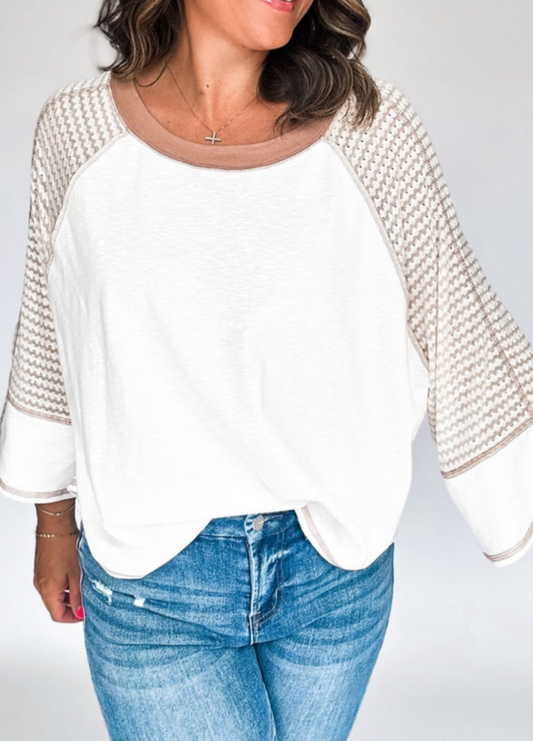White Stripe Raglan Tee