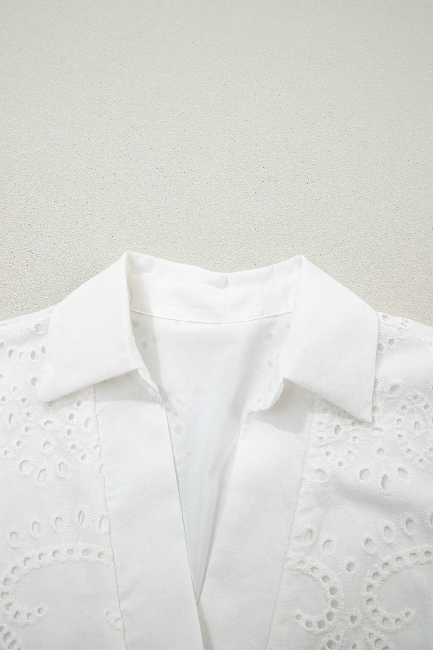 White Eyelet Embroidered Shirt Dress