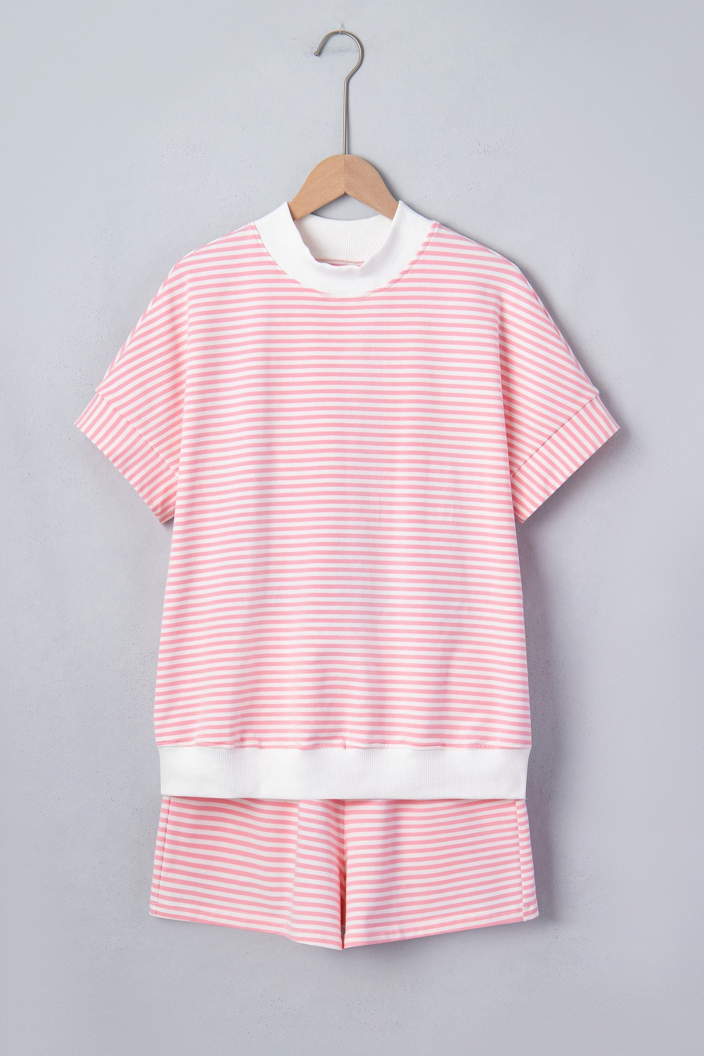 Pink Stripe Shorts Set