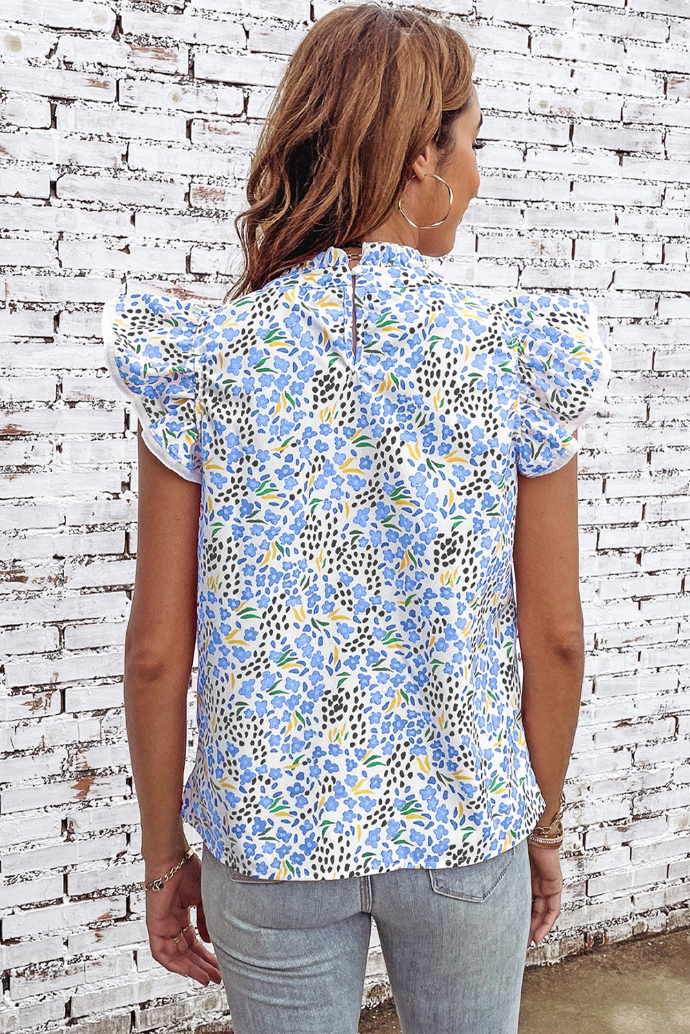 Blue Print Sleeveless Top