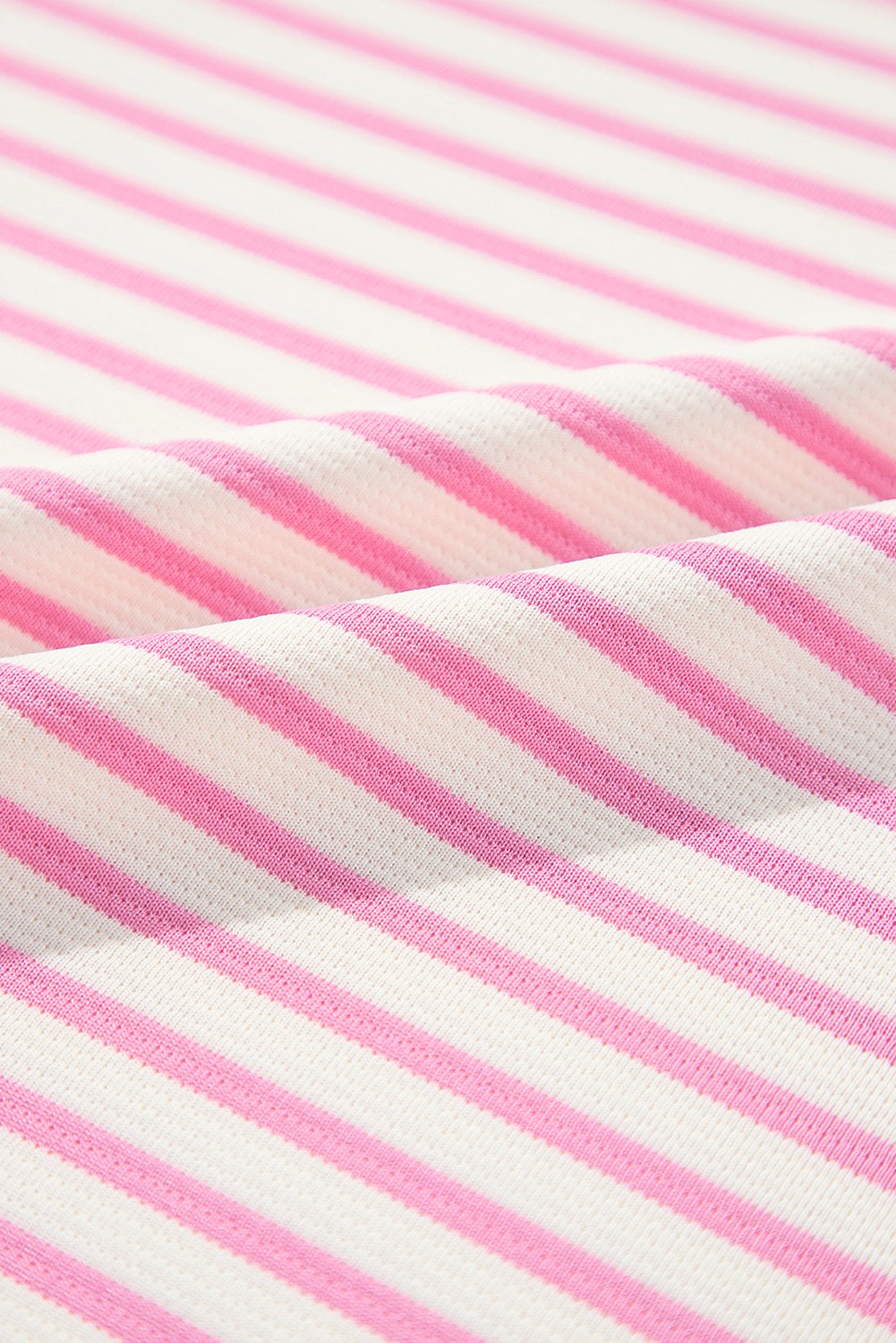 Pink Stripe Ruffle V Neck Puff Sleeve Top