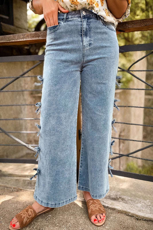 Bow Knot, side detail Straight Leg Jeans