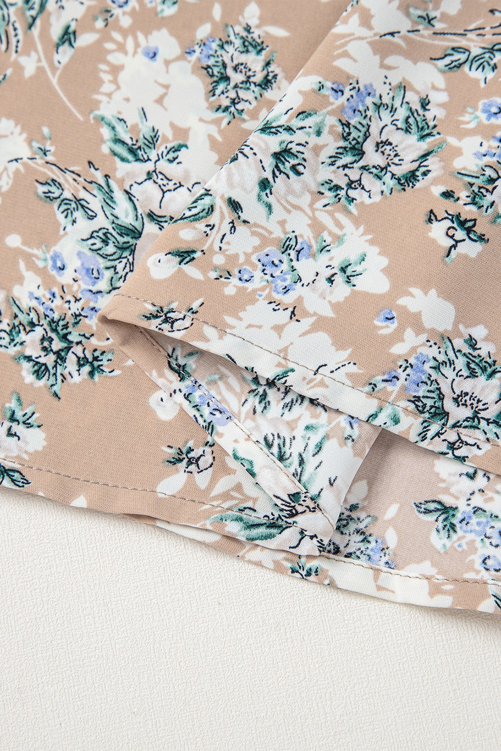 Khaki Maple Grove Floral Smocked Puff Sleeve Dress