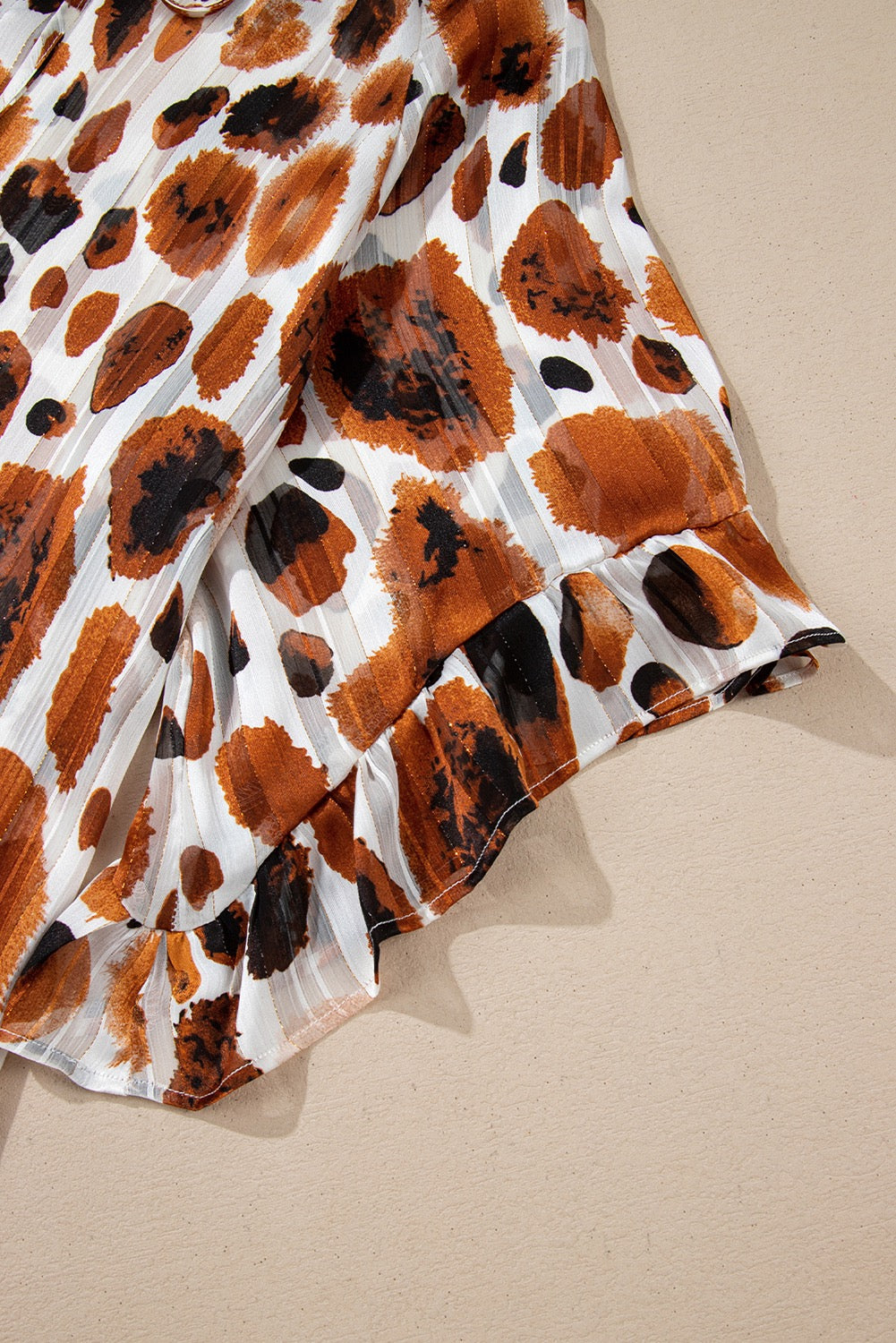 3/4 Sleeve Brown Metallic Blouse